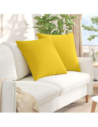 Cuscini da Divano 2 pcs Giallo Chiaro 60 x 60 cm Tessuto