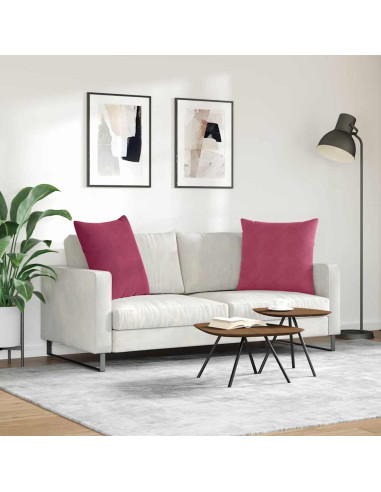 Cuscini da Divano 2 pcs Rosso Vino 60 x 60 cm Tessuto in Cords