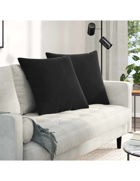 Cuscini da Divano 2 pcs Nero 60 x 60 cm Tessuto in Cords