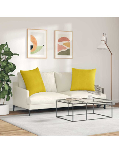 Cuscini da Divano 2 pcs Giallo 60 x 60 cm Tessuto in Cords