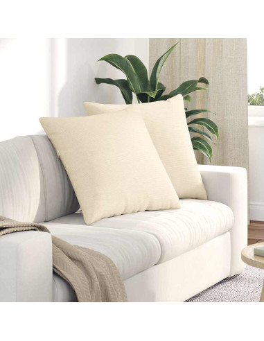 Cuscini da Divano 2 pcs Crema 60 x 60 cm Tessuto in Cords