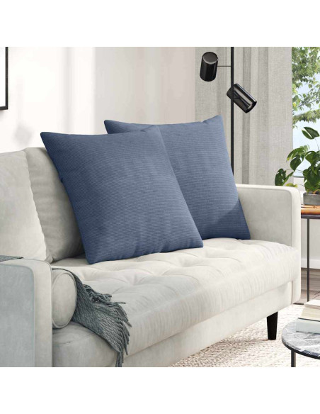 Cuscini da Divano 2 pcs Blu 60 x 60 cm Tessuto in Cords