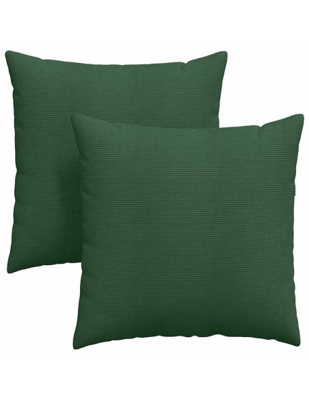 Cuscini da Divano 2 pcs Verde Scuro 60 x 60 cm Tessuto in Cords