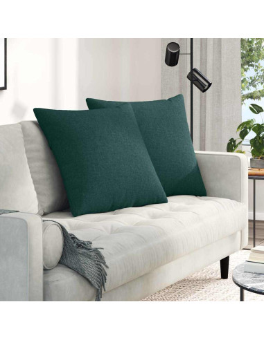Cuscini da Divano 2 pcs Verde Scuro 80 x 80 cm Tessuto