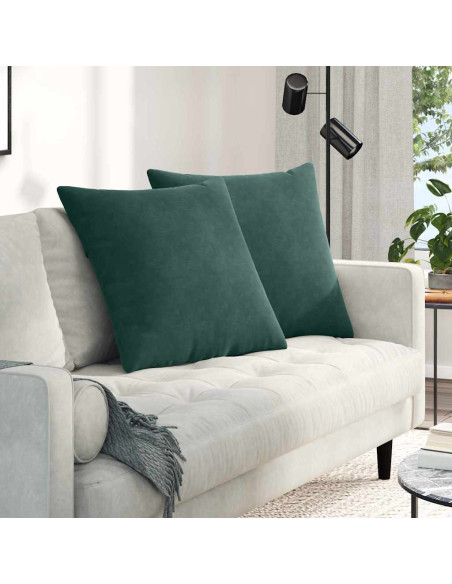 Cuscini da Divano 2 pcs Verde Scuro 80 x 80 cm Tessuto in Cords
