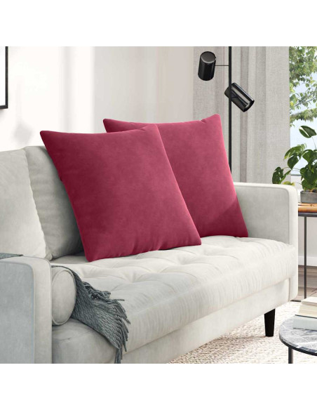 Cuscini da Divano 2 pcs Rosso Vino 80 x 80 cm Tessuto in Cords