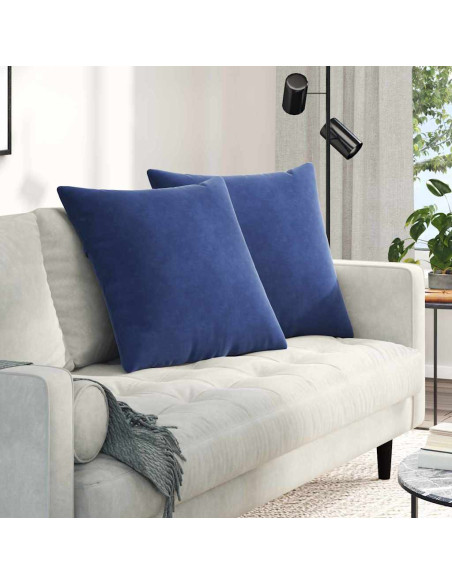 Cuscini da Divano 2 pcs Blu Polizia 80 x 80 cm Tessuto in Cords