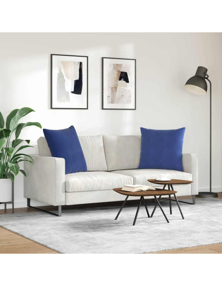 Cuscini da Divano 2 pcs Blu Polizia 80 x 80 cm Tessuto in Cords