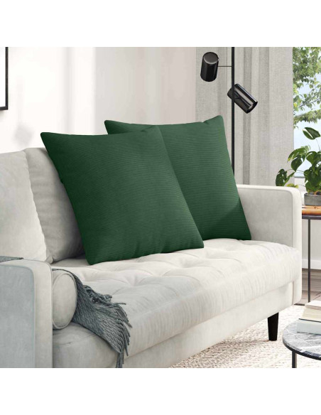 Cuscini da Divano 2 pcs Verde Scuro 80 x 80 cm Tessuto in Cords