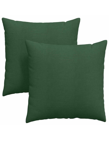 Cuscini da Divano 2 pcs Verde Scuro 80 x 80 cm Tessuto in Cords
