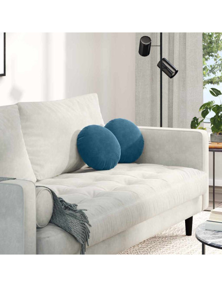 Cuscini per Seduta 2 pcs Blu Ø 40 x 13 cm Velluto