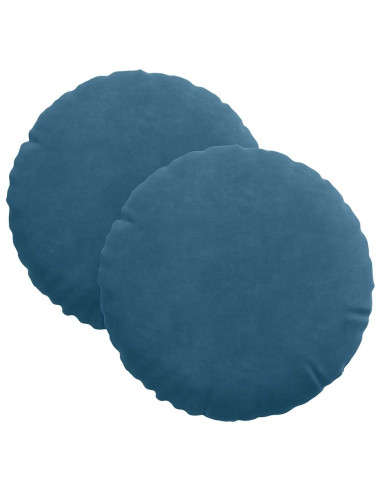 Cuscini per Seduta 2 pcs Blu Ø 40 x 13 cm Velluto
