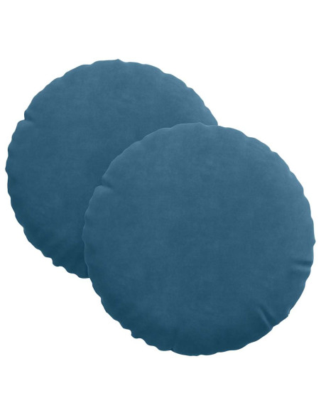 Cuscini per Seduta 2 pcs Blu Ø 40 x 13 cm Velluto
