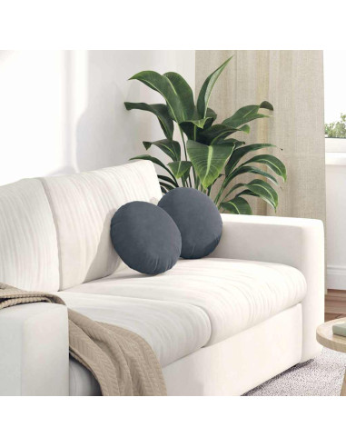 Cuscini per Seduta 2 pcs Grigio scuro Ø 40 x 13 cm Velluto