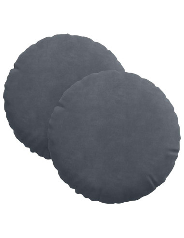 Cuscini per Seduta 2 pcs Grigio scuro Ø 40 x 13 cm Velluto