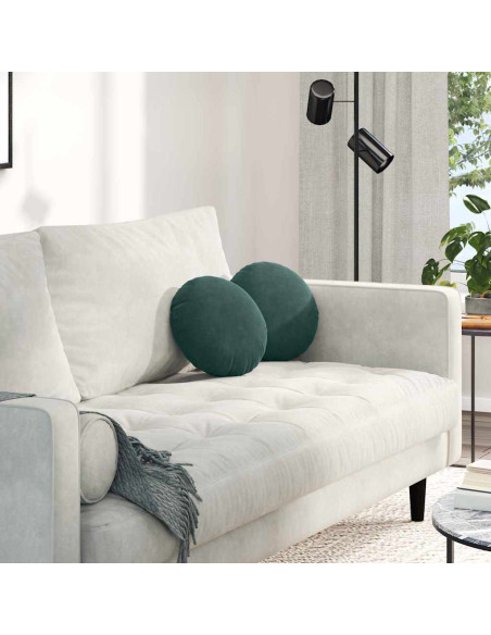 Cuscini per Seduta 2 pcs Verde Scuro Ø 40 x 13 cm Velluto