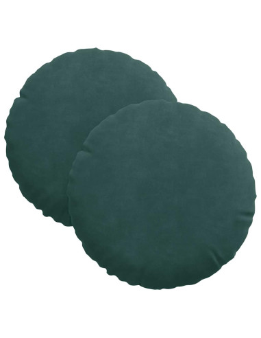 Cuscini per Seduta 2 pcs Verde Scuro Ø 40 x 13 cm Velluto