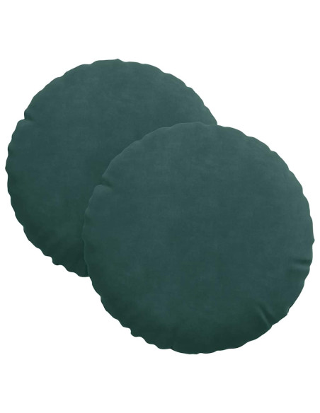 Cuscini per Seduta 2 pcs Verde Scuro Ø 40 x 13 cm Velluto