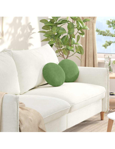 Cuscini per Seduta 2 pcs Verde chiaro Ø 40 x 13 cm Velluto