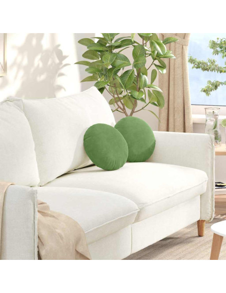 Cuscini per Seduta 2 pcs Verde chiaro Ø 40 x 13 cm Velluto