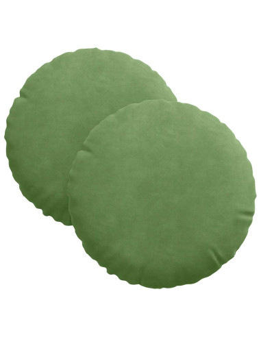 Cuscini per Seduta 2 pcs Verde chiaro Ø 40 x 13 cm Velluto