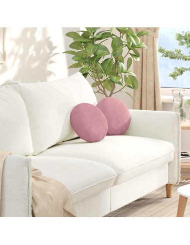 Cuscini per Seduta 2 pcs Rosa Ø 40 x 13 cm Velluto
