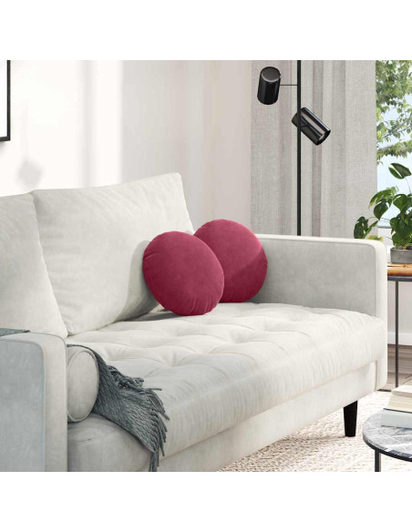 Cuscini per Seduta 2 pcs Rosso Vino Ø 40 x 13 cm Velluto