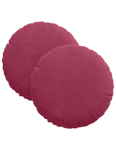 Cuscini per Seduta 2 pcs Rosso Vino Ø 40 x 13 cm Velluto