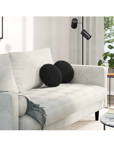 Cuscini per Seduta 2 pcs Nero Ø 40 x 13 cm Velluto