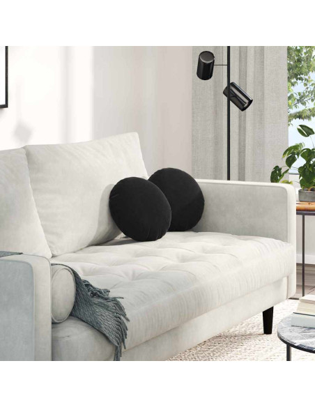 Cuscini per Seduta 2 pcs Nero Ø 40 x 13 cm Velluto