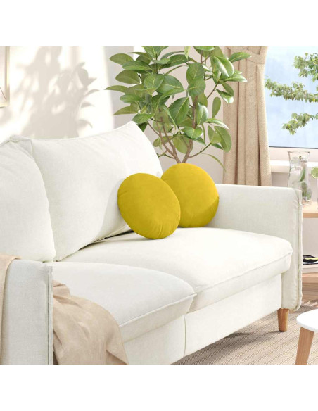 Cuscini per Seduta 2 pcs Giallo Ø 40 x 13 cm Velluto