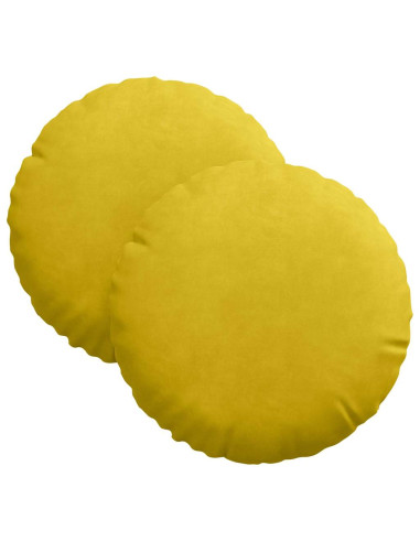 Cuscini per Seduta 2 pcs Giallo Ø 40 x 13 cm Velluto
