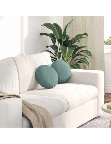 Cuscini per Seduta 2 pcs Verde Mare Ø 40 x 13 cm Velluto