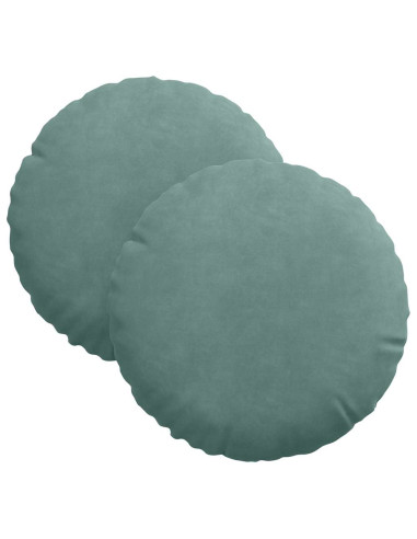 Cuscini per Seduta 2 pcs Verde Mare Ø 40 x 13 cm Velluto