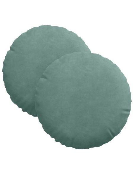 Cuscini per Seduta 2 pcs Verde Mare Ø 40 x 13 cm Velluto