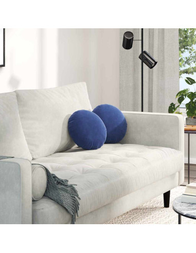 Cuscini per Seduta 2 pcs Blu Polizia Ø 40 x 13 cm Velluto