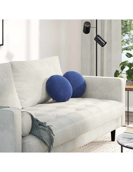 Cuscini per Seduta 2 pcs Blu Polizia Ø 40 x 13 cm Velluto