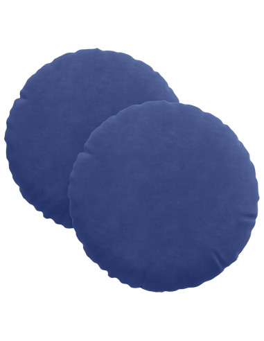 Cuscini per Seduta 2 pcs Blu Polizia Ø 40 x 13 cm Velluto