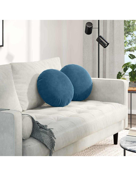 Cuscini per Seduta 2 pcs Blu Ø 40 x 13 cm Velluto