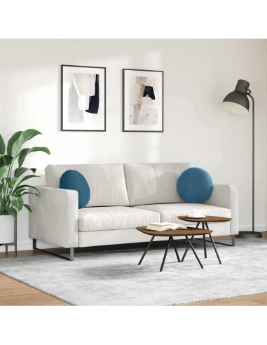 Cuscini per Seduta 2 pcs Blu Ø 40 x 13 cm Velluto