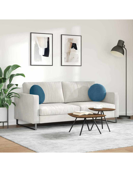 Cuscini per Seduta 2 pcs Blu Ø 40 x 13 cm Velluto