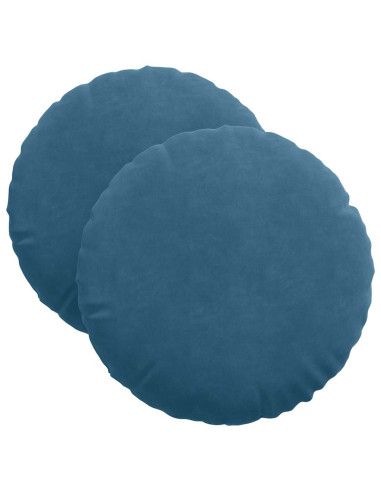 Cuscini per Seduta 2 pcs Blu Ø 40 x 13 cm Velluto