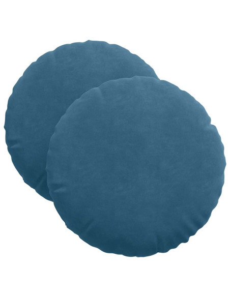 Cuscini per Seduta 2 pcs Blu Ø 40 x 13 cm Velluto
