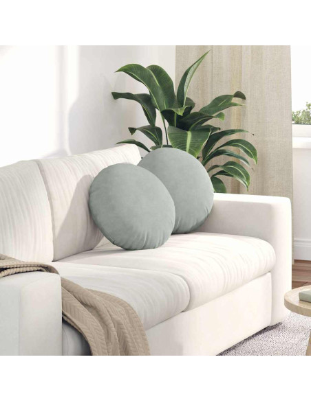 Cuscini per Seduta 2 pcs Grigio chiaro Ø 40 x 13 cm Velluto