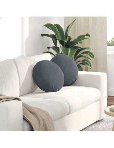 Cuscini per Seduta 2 pcs Grigio scuro Ø 40 x 13 cm Velluto
