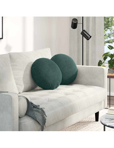 Cuscini per Seduta 2 pcs Verde Scuro Ø 40 x 13 cm Velluto