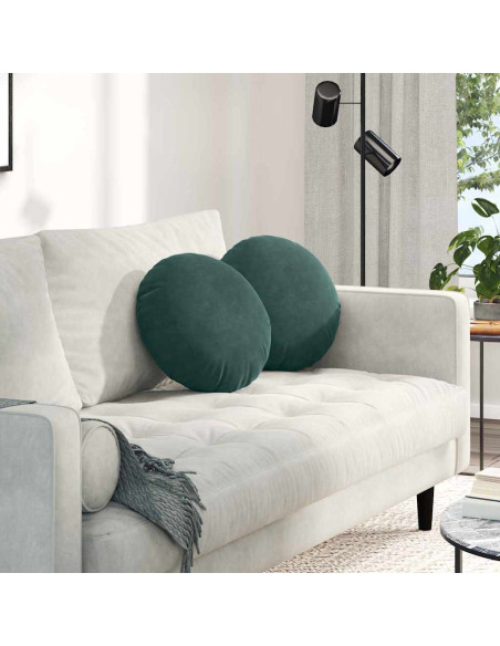 Cuscini per Seduta 2 pcs Verde Scuro Ø 40 x 13 cm Velluto
