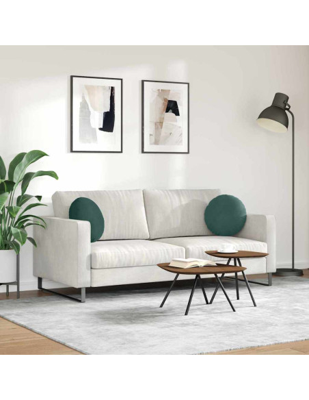 Cuscini per Seduta 2 pcs Verde Scuro Ø 40 x 13 cm Velluto