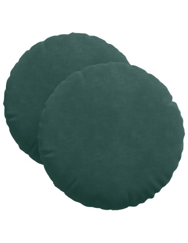 Cuscini per Seduta 2 pcs Verde Scuro Ø 40 x 13 cm Velluto