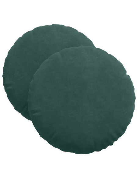 Cuscini per Seduta 2 pcs Verde Scuro Ø 40 x 13 cm Velluto